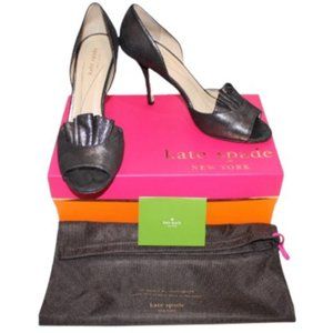 Kate Spade Cate Antricite Metallic Crinkle Shoes